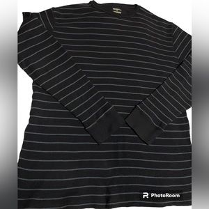 Merona Crew Neck Waffle Top• Light Blue Stripes on Navy • Mens XL